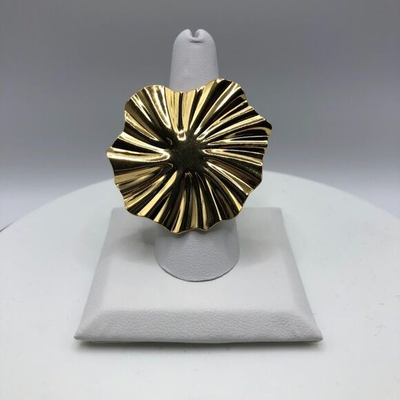 18K Gold Plated Women's Large Ring Adjustable Waterproof Hypoallergenic - Picture 3 of 14